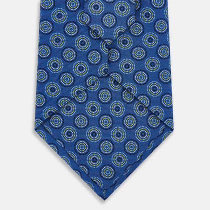 Avio Blue Dotted Roundel Printed Silk Tie Image 2