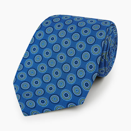 Avio Blue Dotted Roundel Printed Silk Tie Image 4