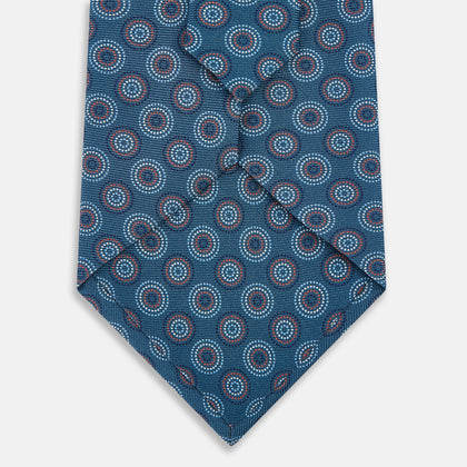 Blue Dotted Roundel Printed Silk Tie Image 2