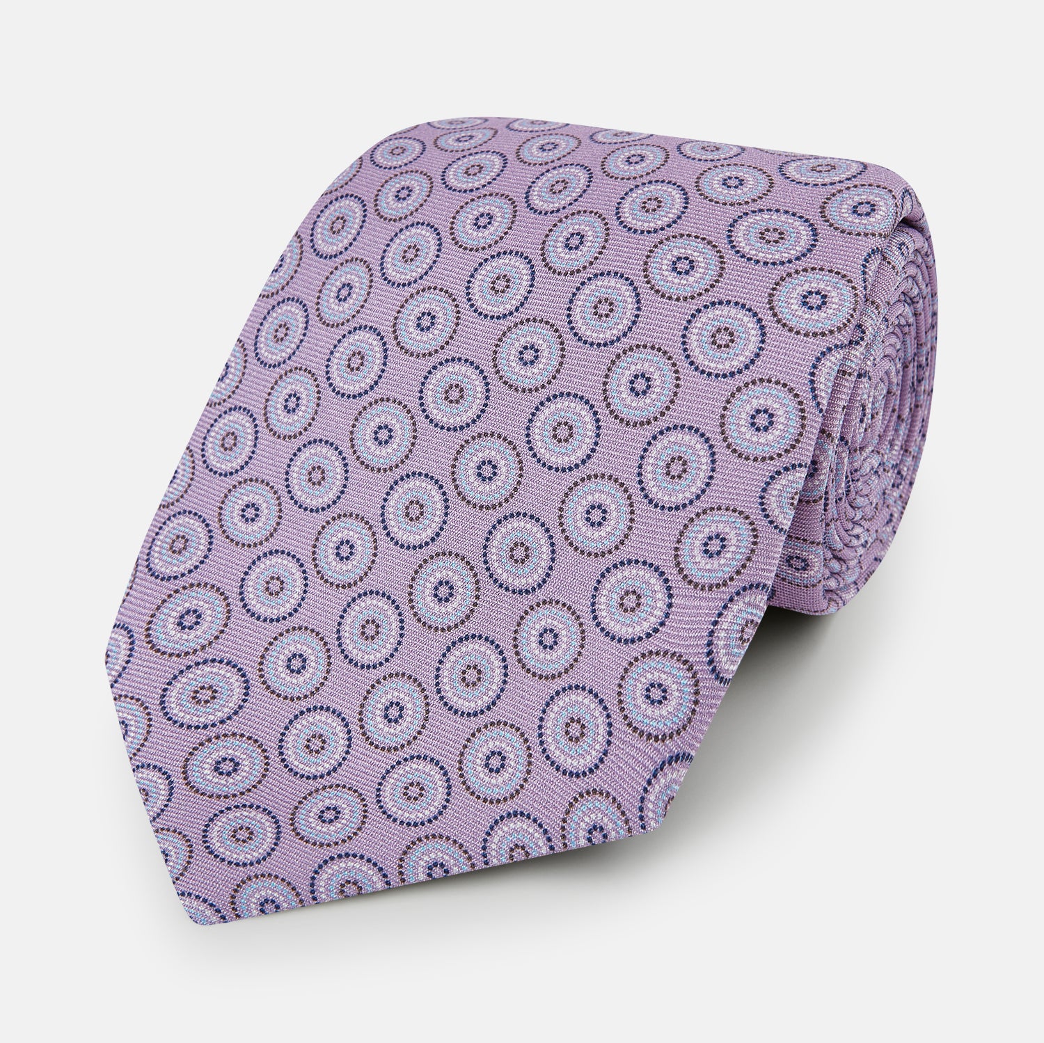 View 1 of product Lilac Dotted Roundel Patterned Silk Tie OS