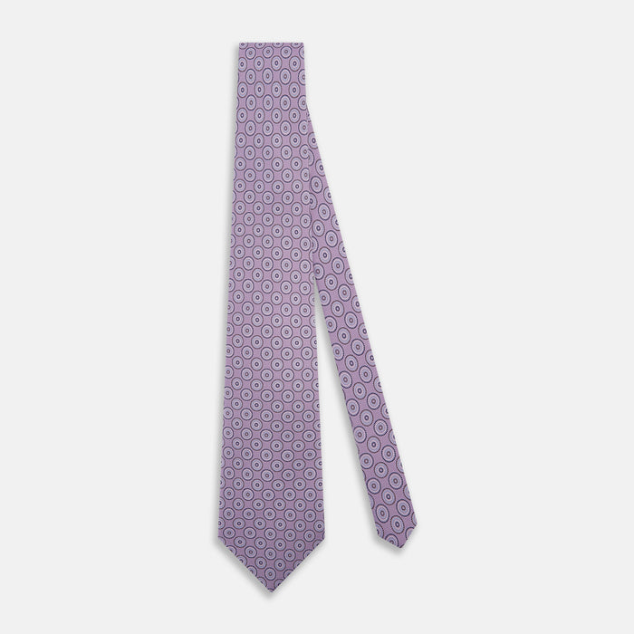 Lilac Dotted Roundel Printed Silk Tie Image 1
