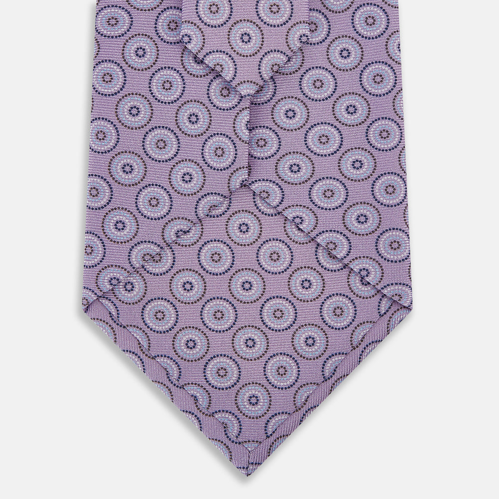 Lilac Dotted Roundel Patterned Silk Tie OS