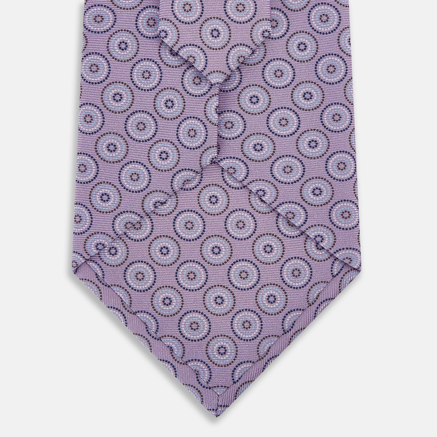 View 3 of product Lilac Dotted Roundel Patterned Silk Tie OS