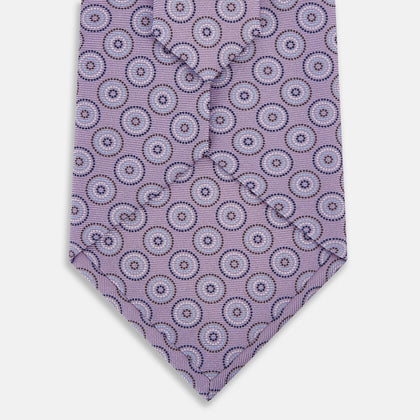 Lilac Dotted Roundel Printed Silk Tie Image 2
