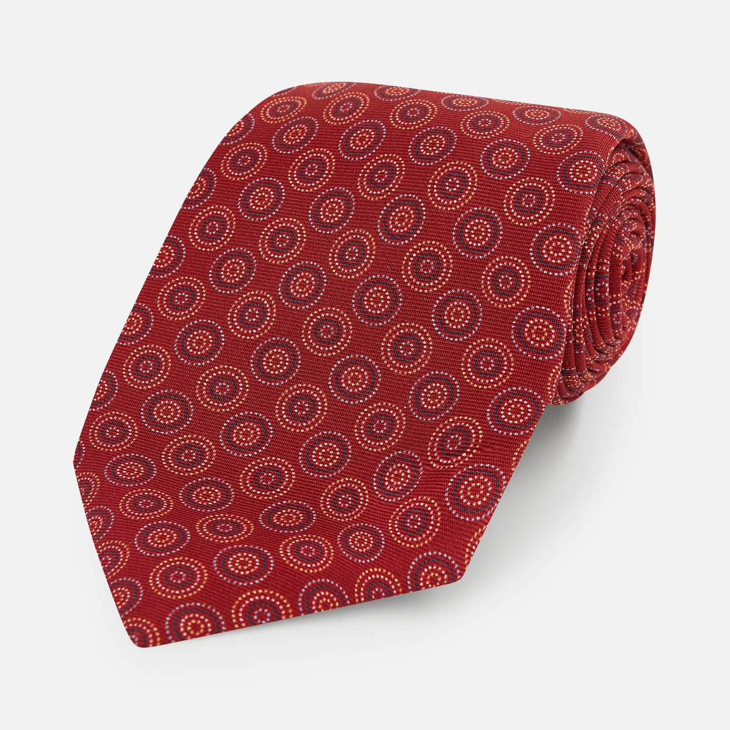 View 1 of product TIES 9.5CM MULTI CIRCLES PRINTED SILK RED OS