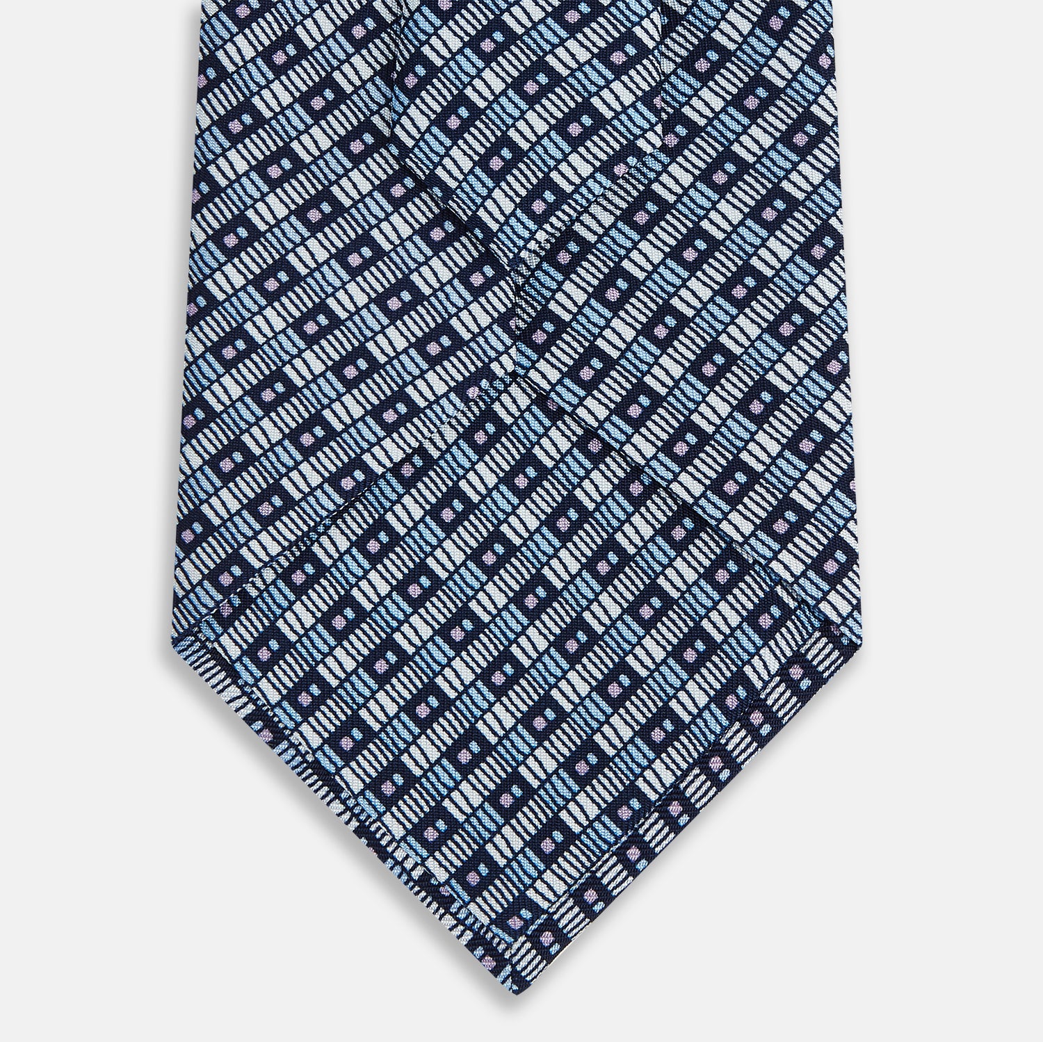 View 3 of product Pale Blue Hatched-Rectangle Neats Silk Tie OS