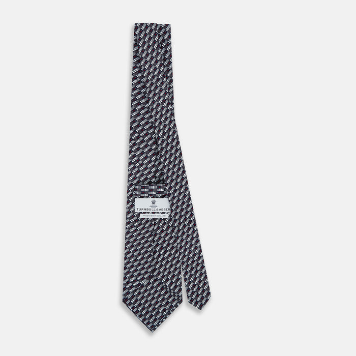 Ash Hatched Mosaic Silk Tie Image 3