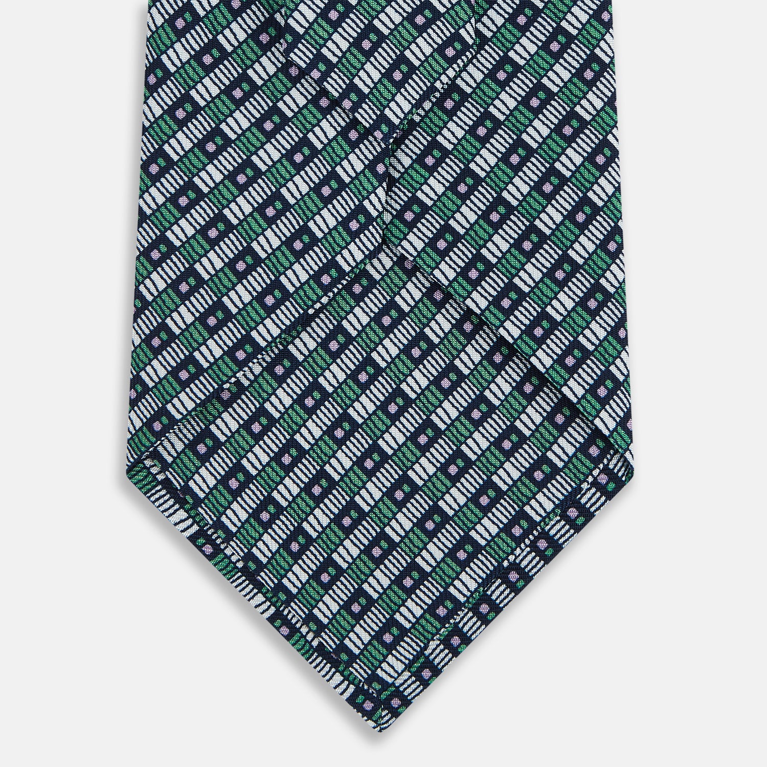 View 3 of product Kelly Green Hatched Mosaic Printed Silk Tie OS