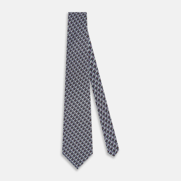 Lilac Hatched-Rectangle Neats Silk Tie Image 1
