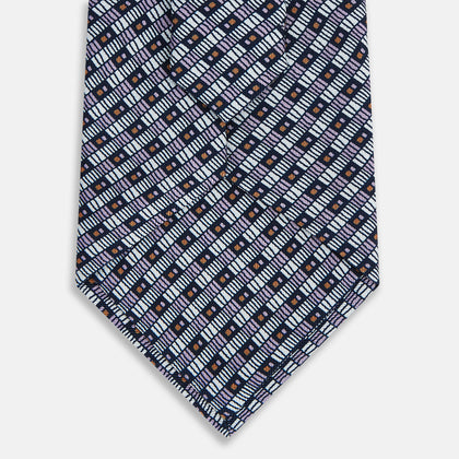 Lilac Hatched-Rectangle Neats Silk Tie Image 2
