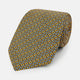 Yellow Geometric Lattice Damier Printed Silk Tie OS