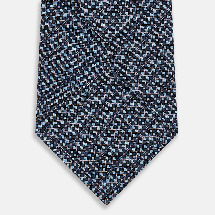 TIES 9.5CM MICRO SQUARED PRINTED SILK PURPLE Image 2