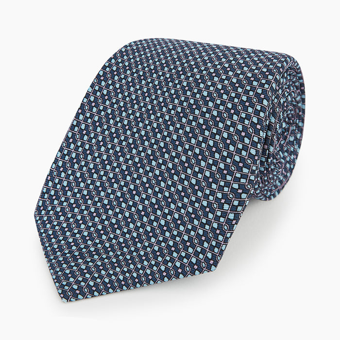 TIES 9.5CM MICRO SQUARED PRINTED SILK PURPLE Image 4
