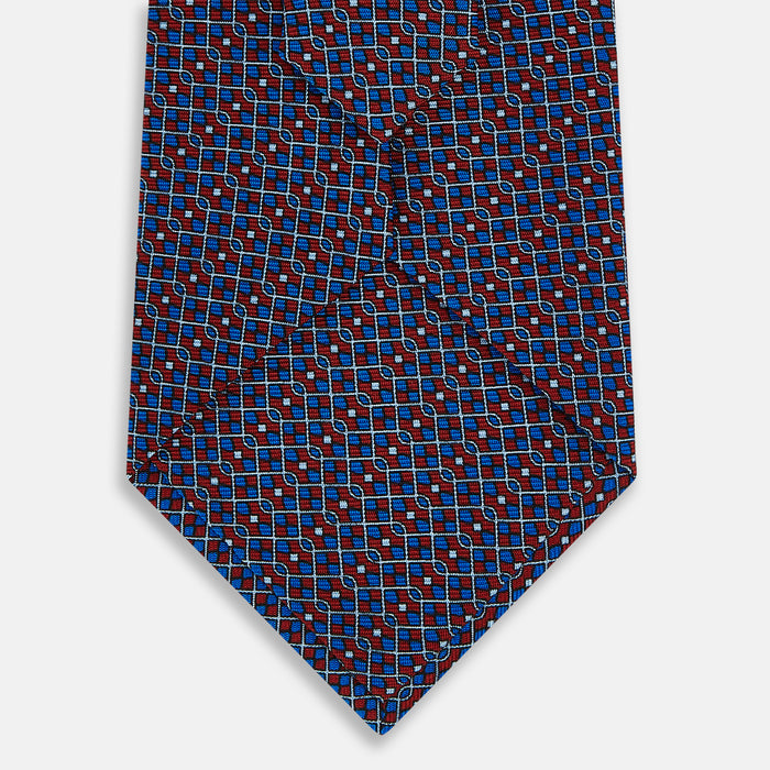 TIES 9.5CM MICRO SQUARED PRINTED SILK RED Image 2