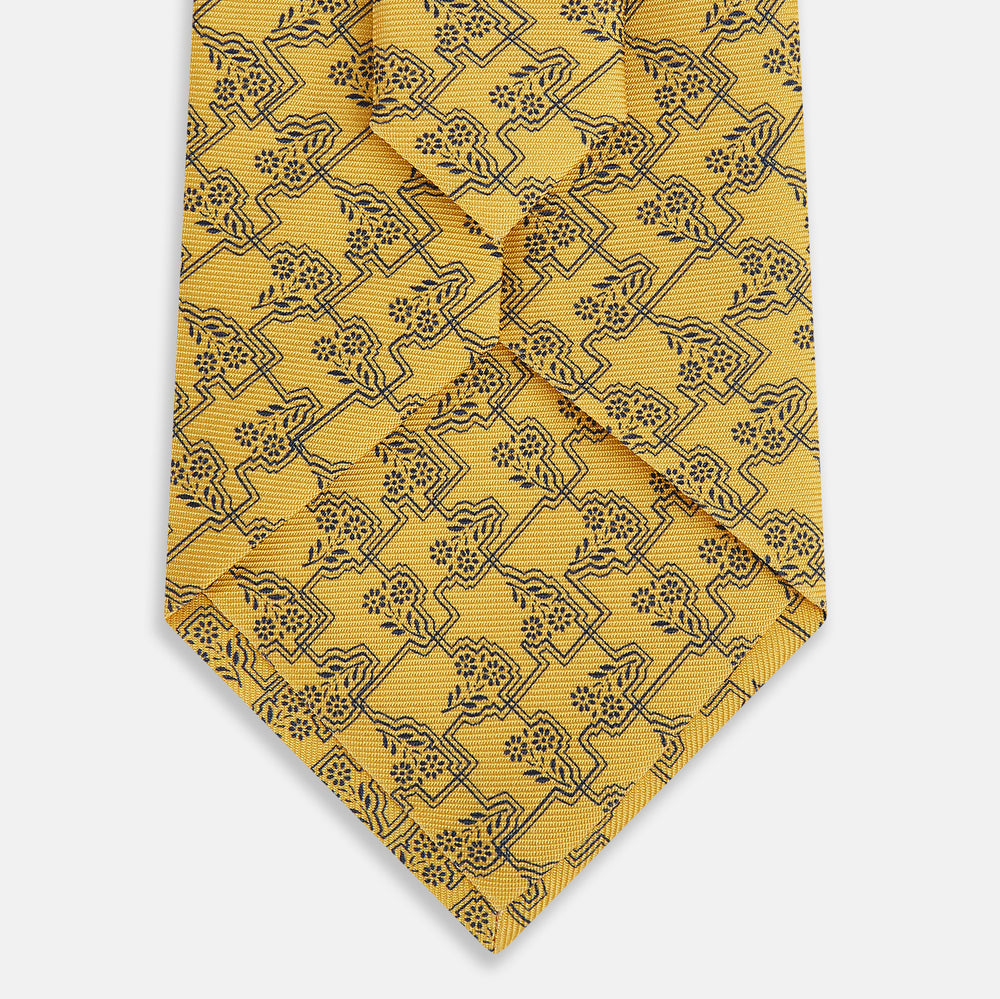 TIES 9.5CM FLORAL JIGSAW PRINTED SILK BANANA OS