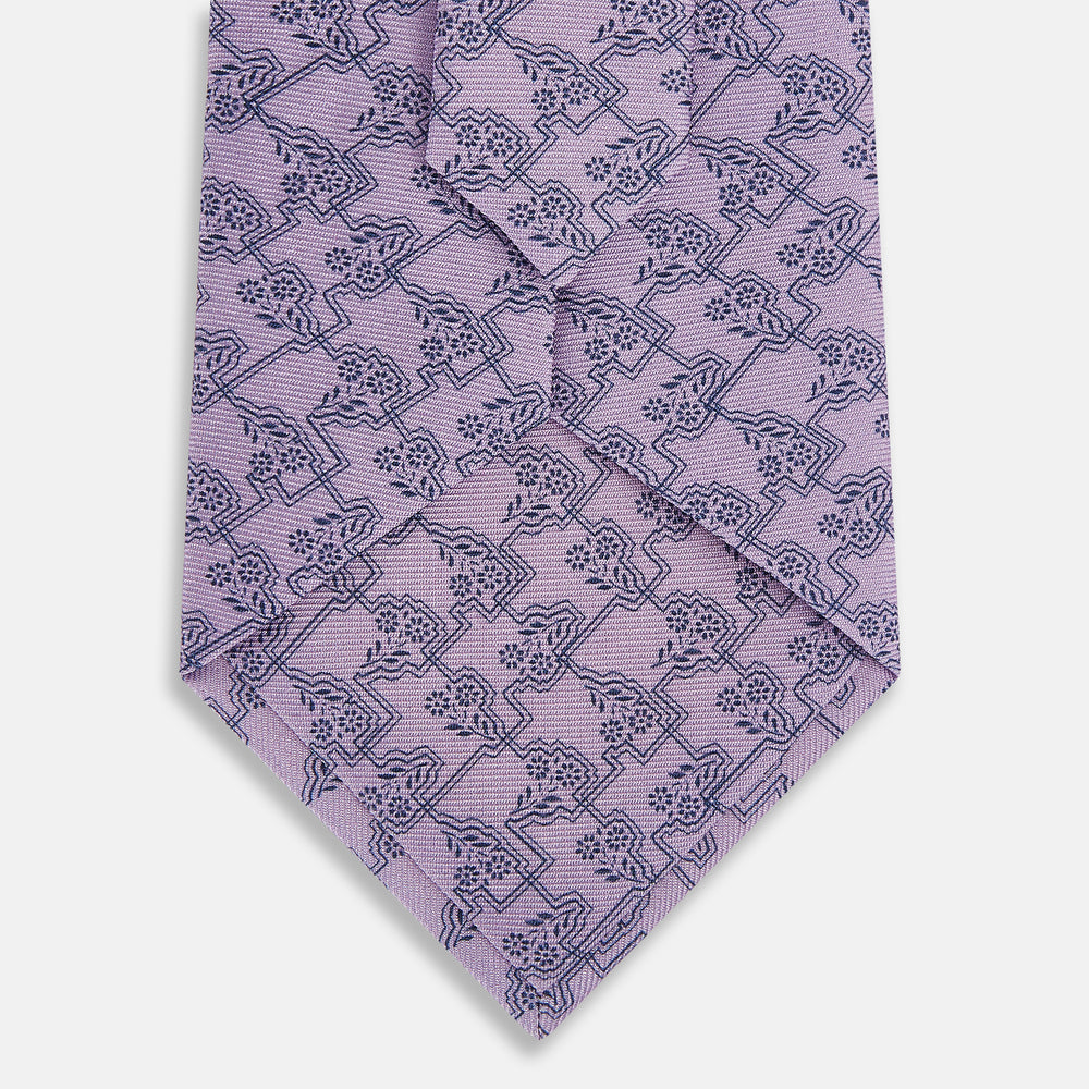 TIES 9.5CM FLORAL JIGSAW PRINTED SILK LILAC OS