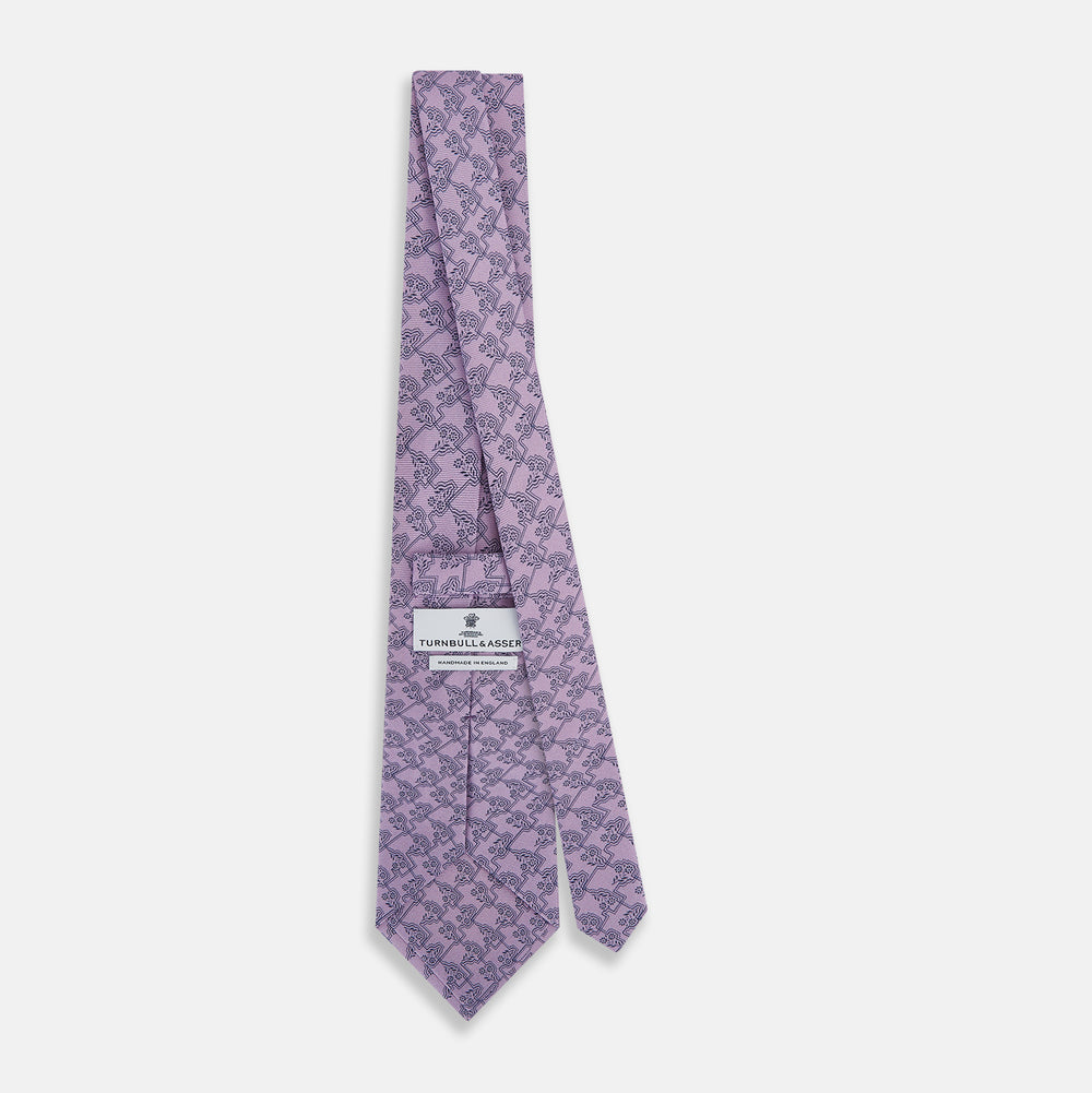 TIES 9.5CM FLORAL JIGSAW PRINTED SILK LILAC OS