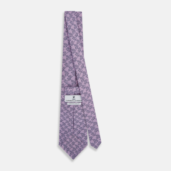 Lilac Floral Jigsaw Printed Silk Tie Image 3