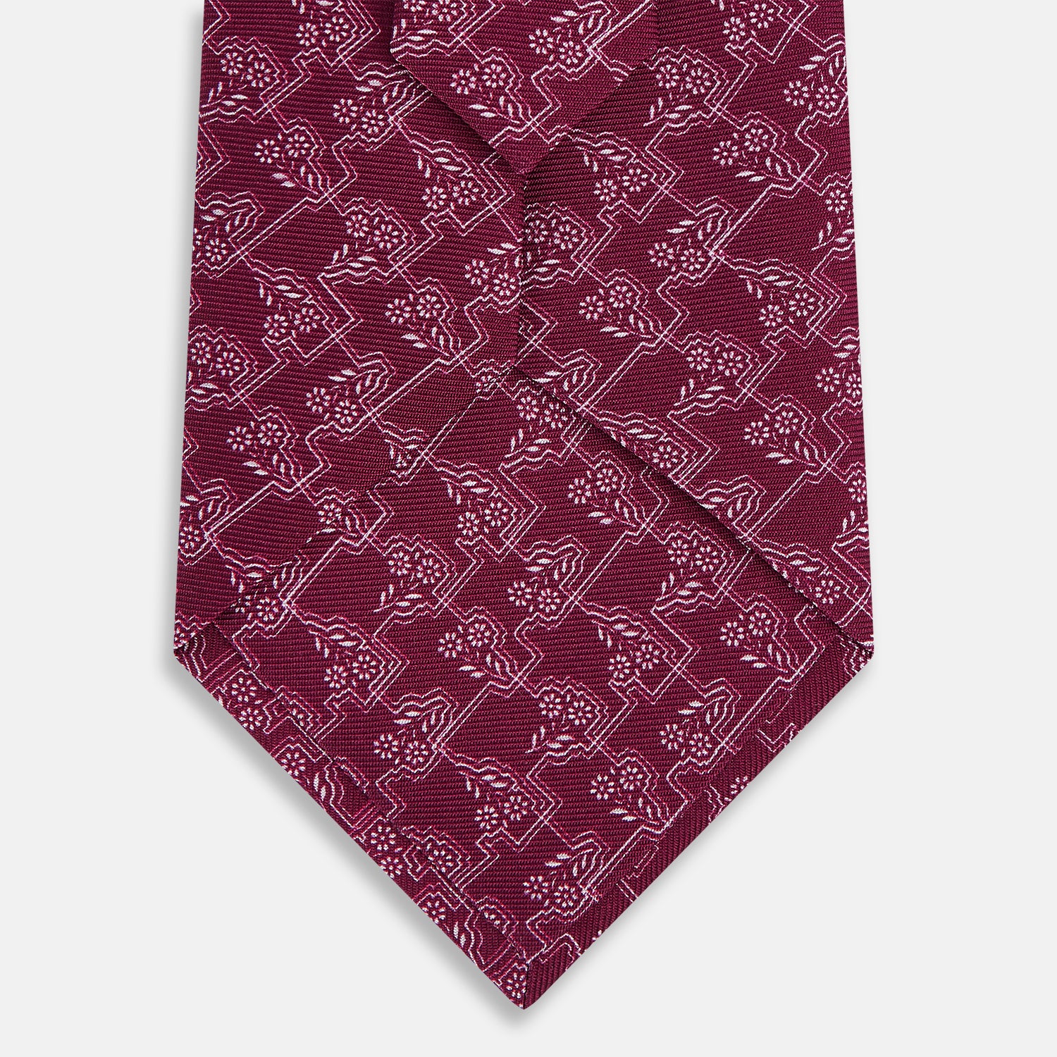 View 3 of product TIES 9.5CM FLORAL JIGSAW PRINTED SILK BURGUNDY OS