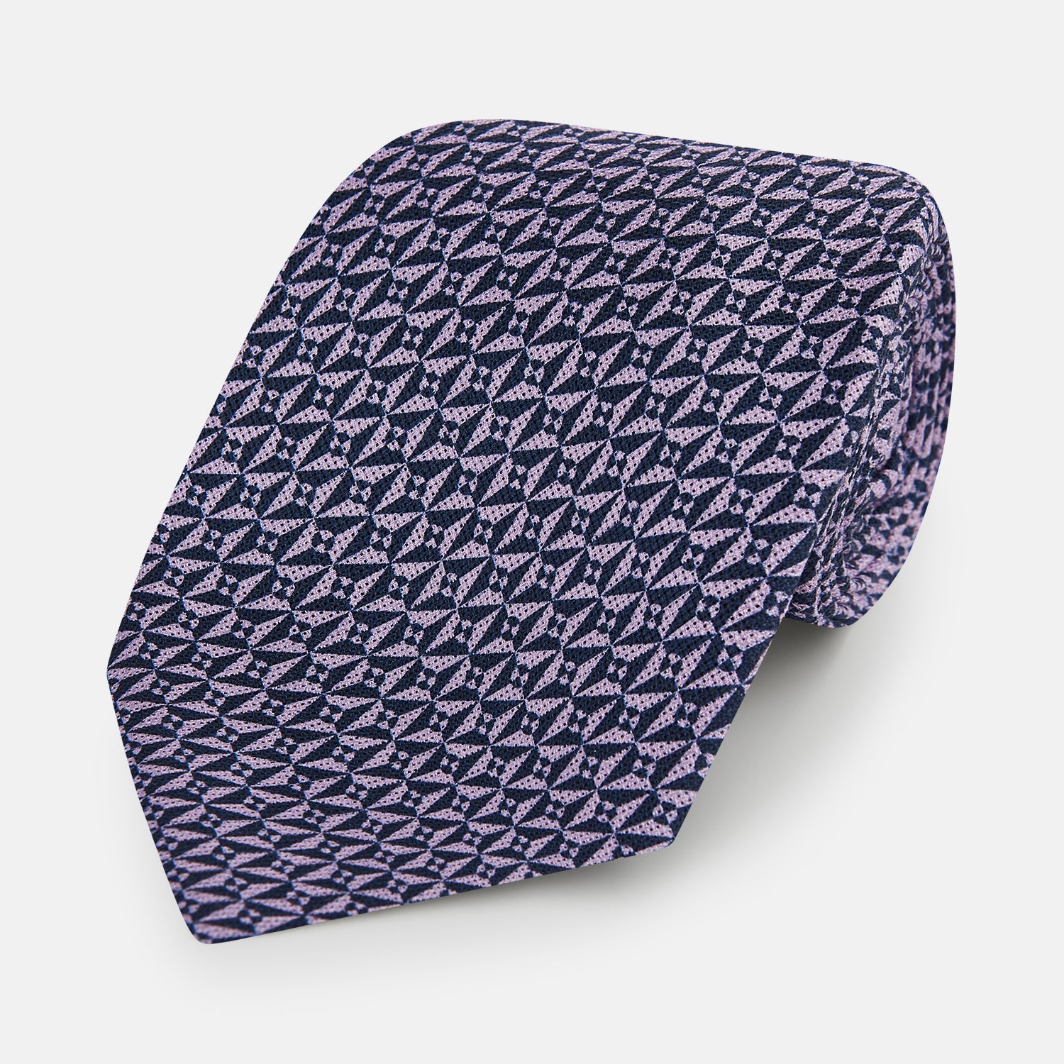 View 1 of product TIES 9.5CM LOZENGE PATTERNED PRINTED SILK PURPLE OS