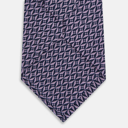 Lilac Geometric Pinwheel Printed Silk Tie Image 2