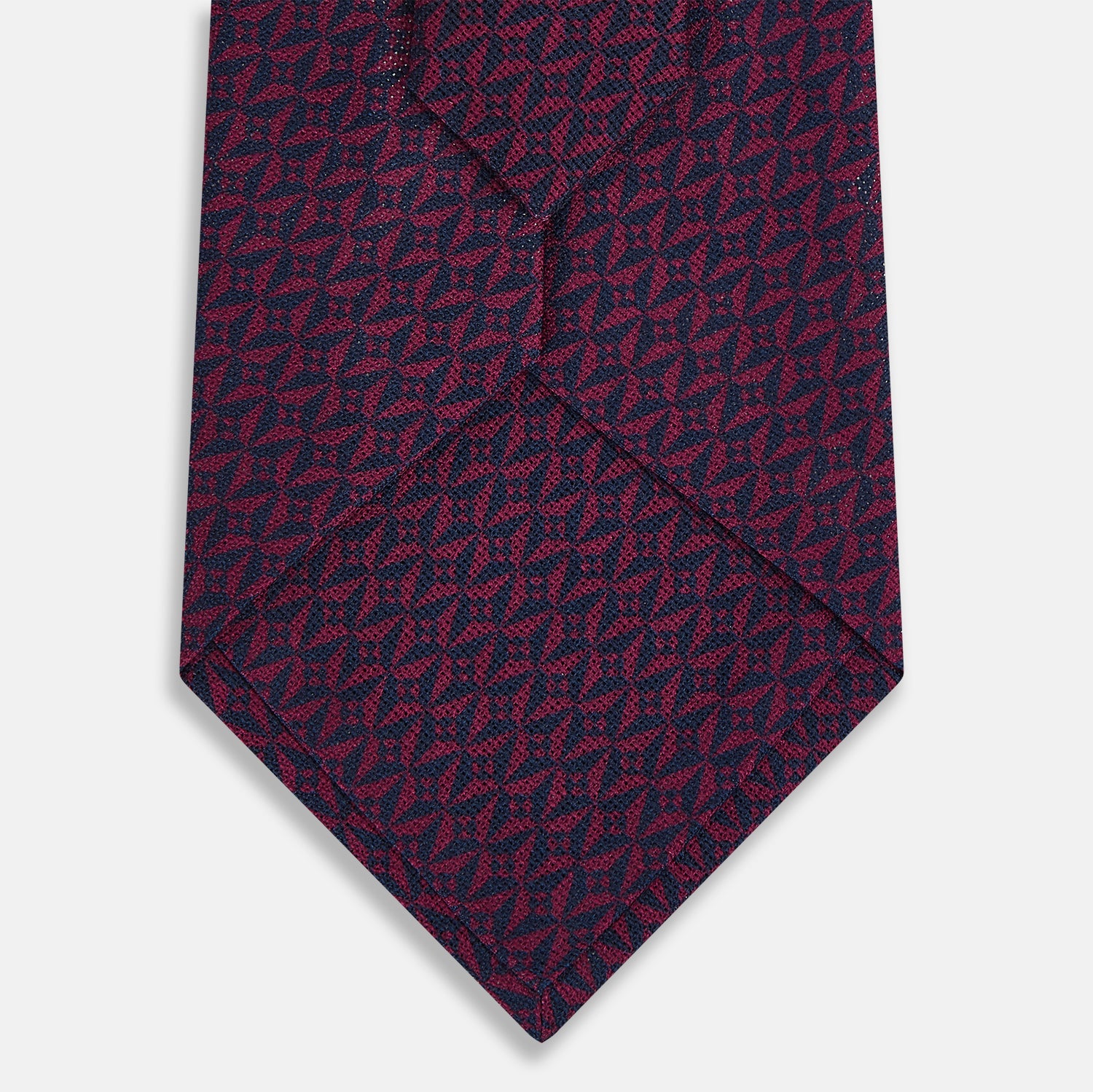 View 3 of product TIES 9.5CM LOZENGE PATTERNED PRINTED SILK BURGUNDY OS