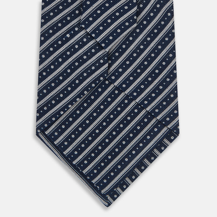 Ash Beaded Ticking Stripe Printed Silk Tie Image 2