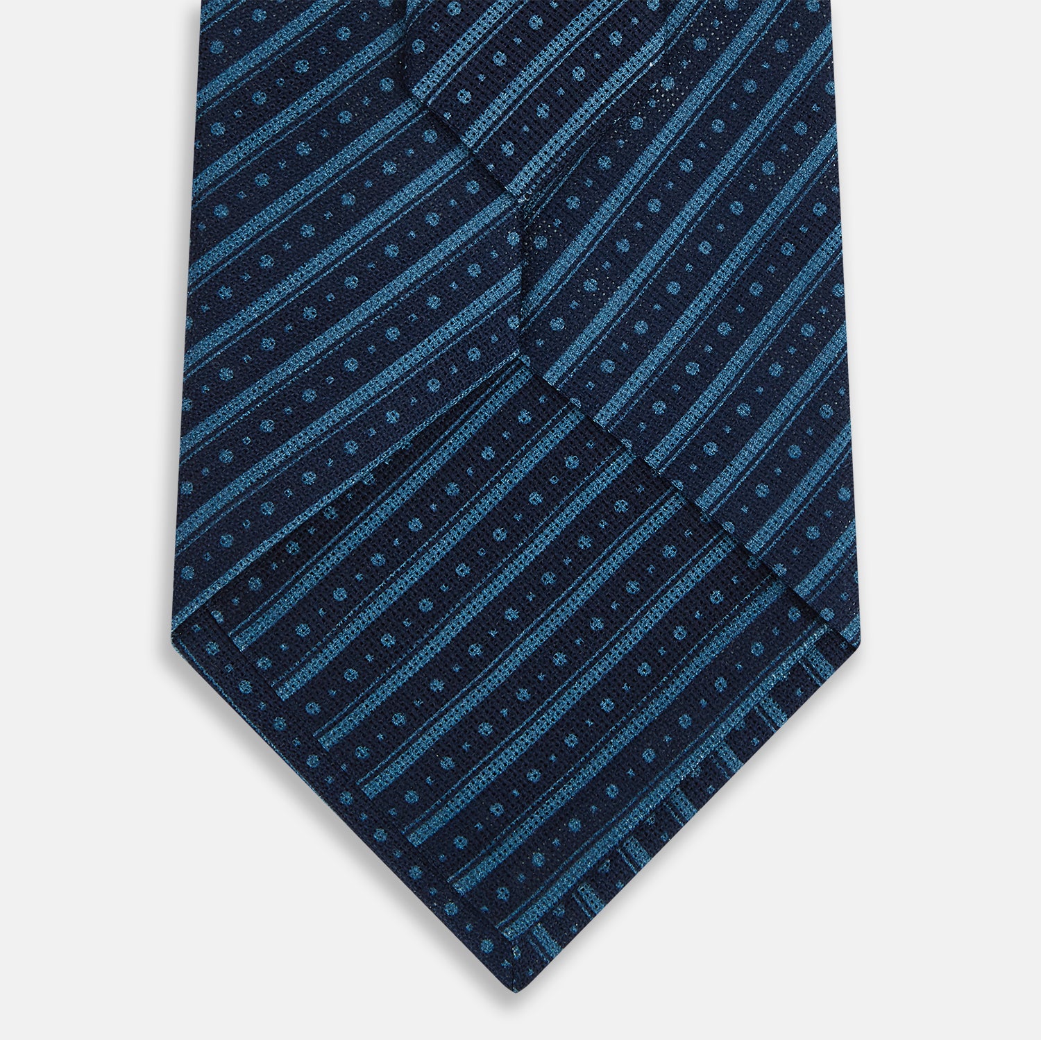 View 3 of product Blue Beaded Ticking Stripe Silk Tie OS