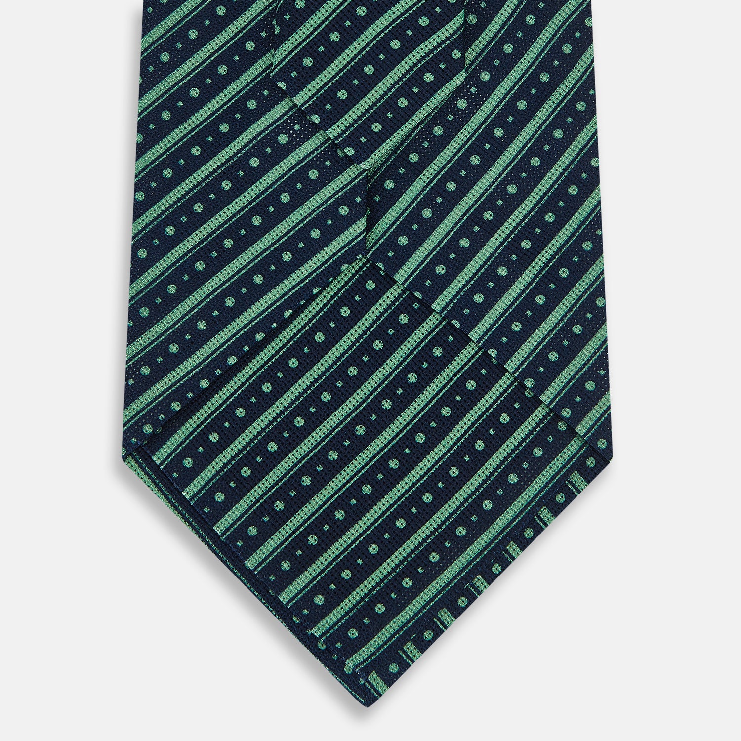 View 3 of product Kelly Green Beaded Ticking Stripe Printed Silk Tie OS