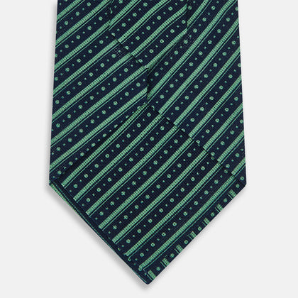 Kelly Green Beaded Ticking Stripe Printed Silk Tie Image 2