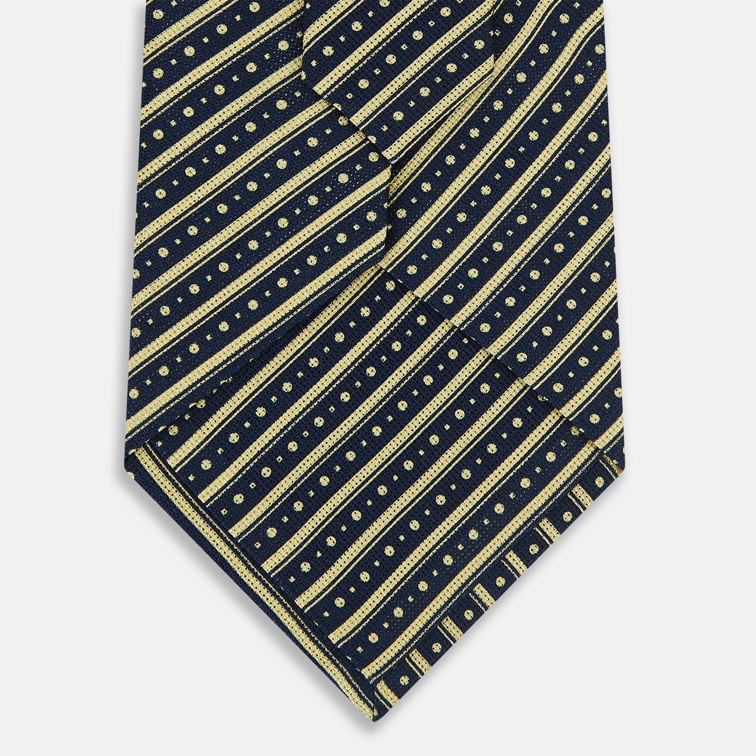 View 3 of product Yellow Beaded Ticking Stripe Printed Silk Tie OS
