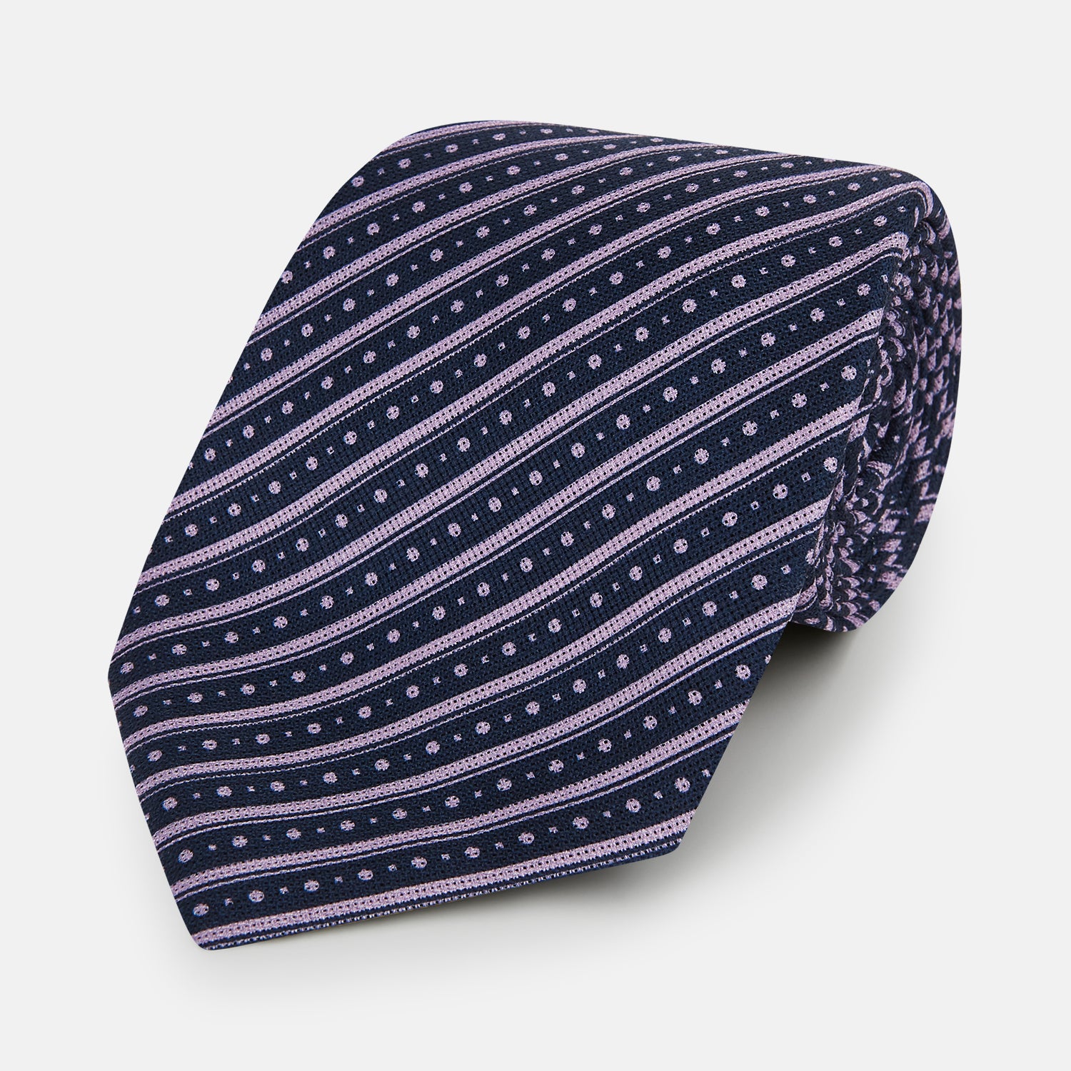 View 1 of product Lilac Beaded Ticking Stripe Silk Tie OS