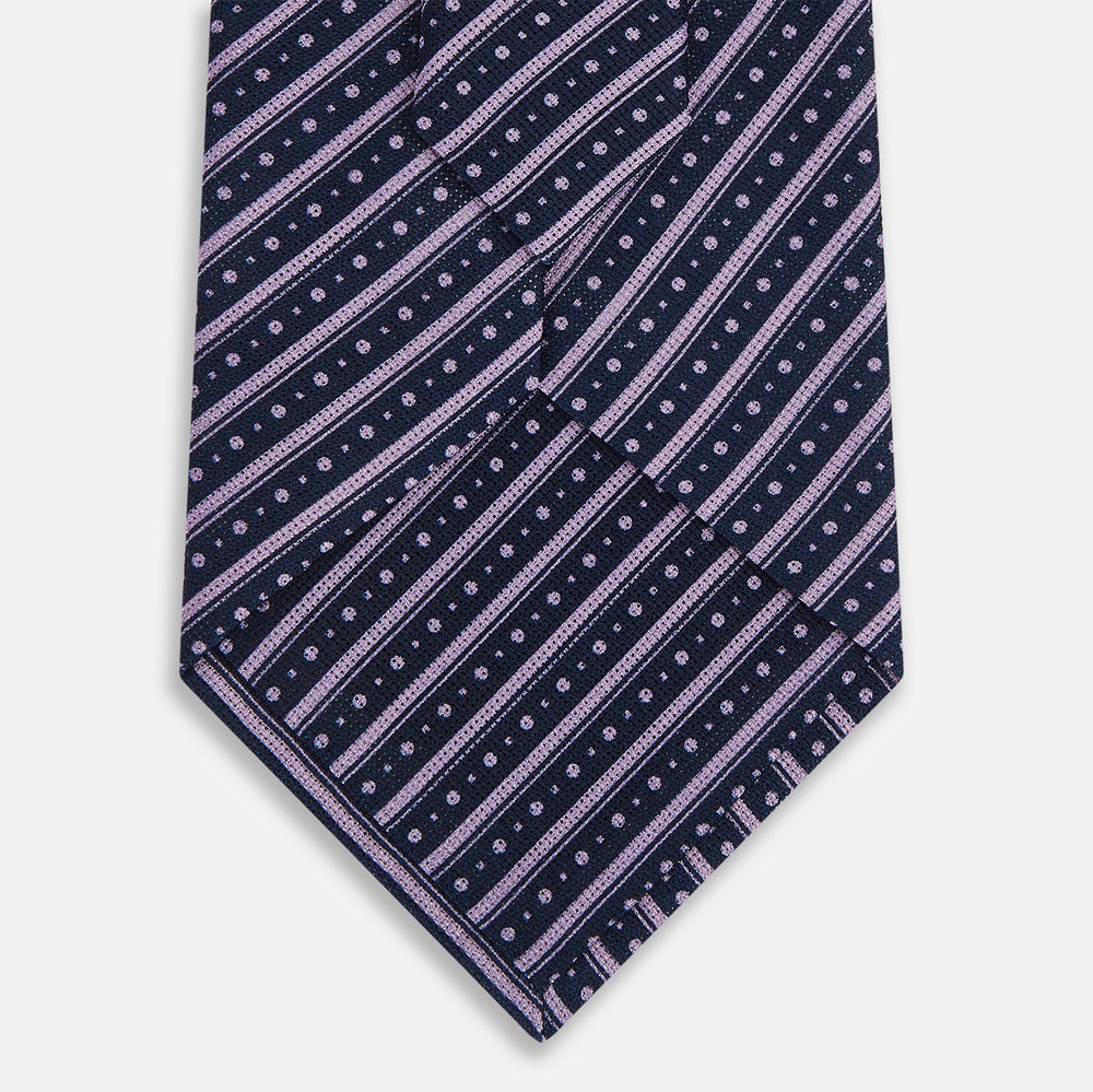 Lilac Beaded Ticking Stripe Silk Tie OS