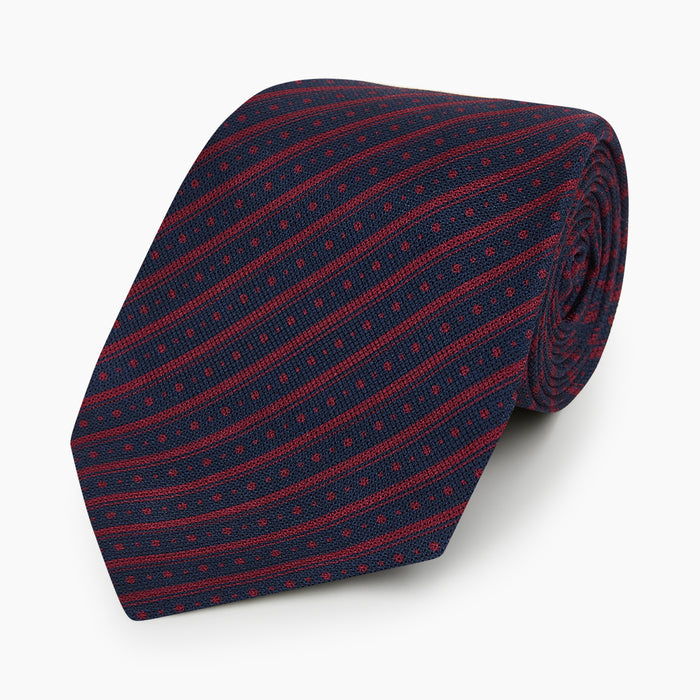 Burgundy Beaded Ticking Stripe Printed Silk Tie Image 2