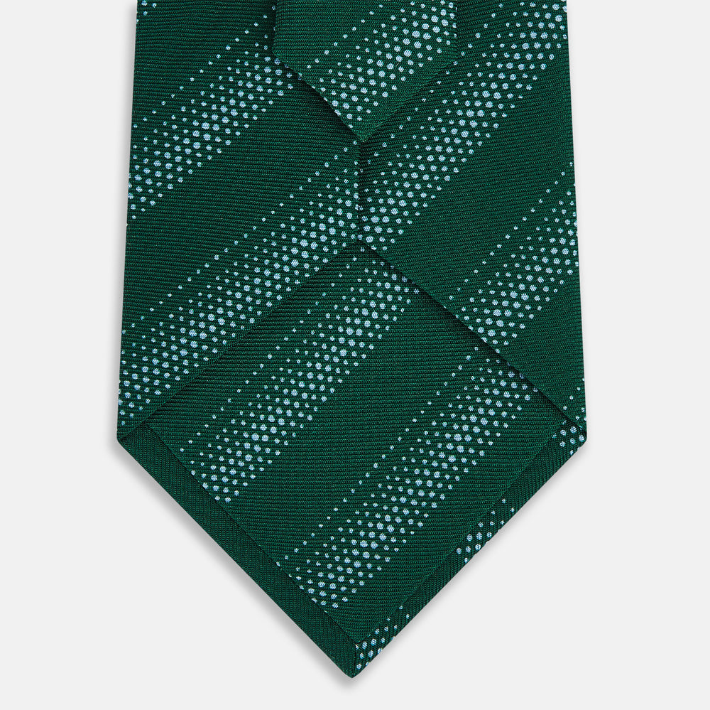 TIES 9.5CM DOT STRIPE PRINTED SILK FOREST GREEN OS