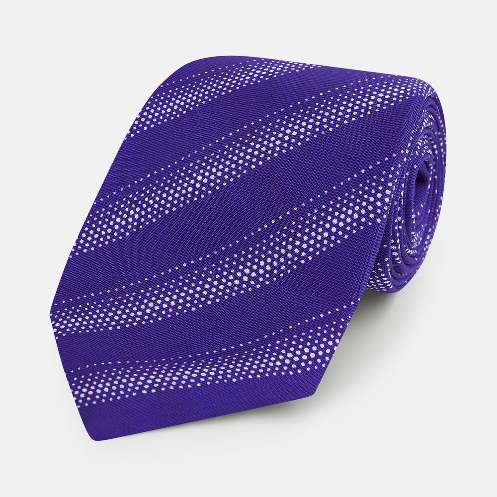 TIES 9.5CM DOT STRIPE PRINTED SILK PURPLE OS