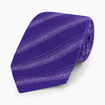 Purple Dotted Stripe Printed Silk Tie Image 4