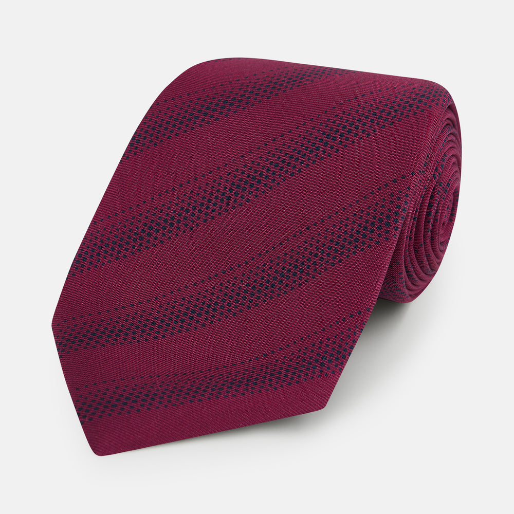 TIES 9.5CM DOT STRIPE PRINTED SILK BURGUNDY OS