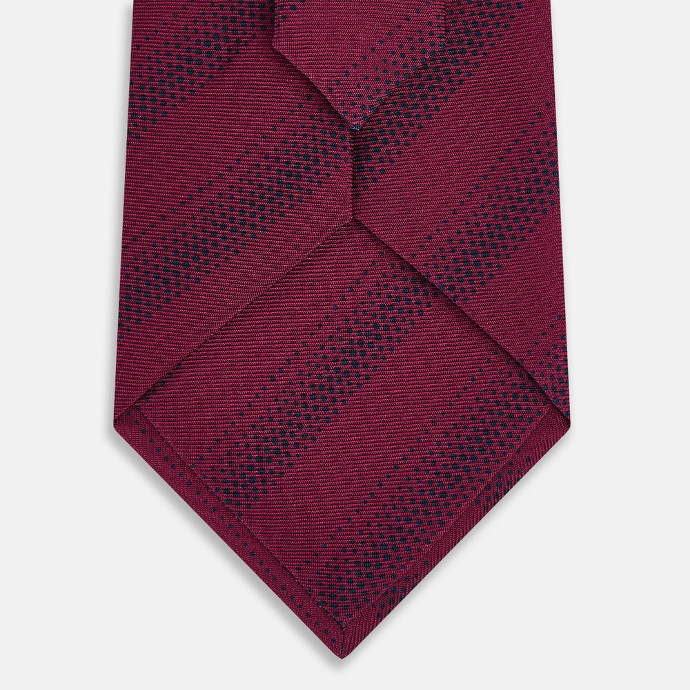 TIES 9.5CM DOT STRIPE PRINTED SILK BURGUNDY OS