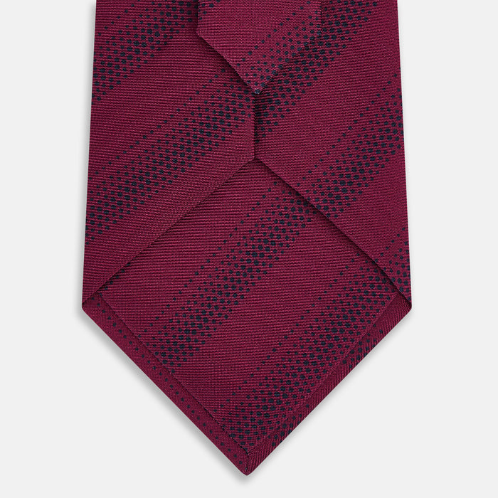 Burgundy Dotted Stripe Printed Silk Tie Image 2