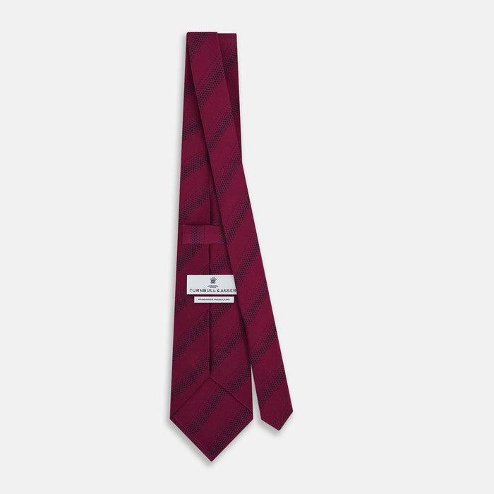 Burgundy Dotted Stripe Printed Silk Tie Image 3