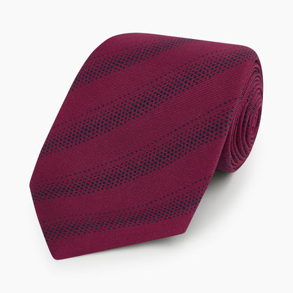 Burgundy Dotted Stripe Printed Silk Tie Image 4