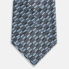 View 3 of product Light Blue Hatched Mosaic Printed Silk Tie OS