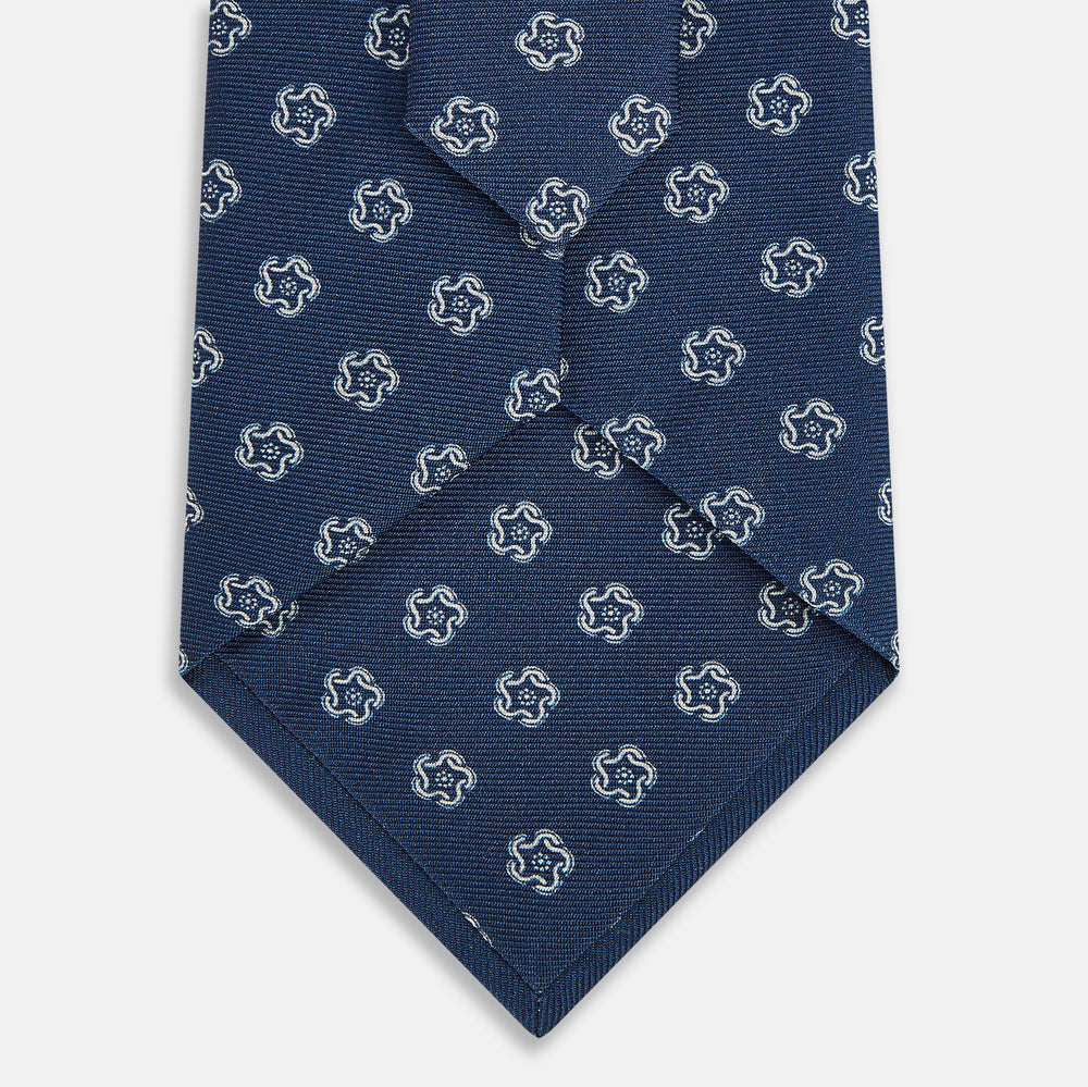 TIES 9.5CM ABSTRACT FLORAL PRNTD SILK AZZURRO OS