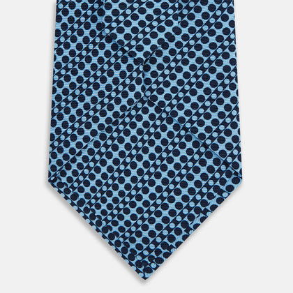 Pale Blue Micro-Dot Bar Printed Silk Tie Image 2