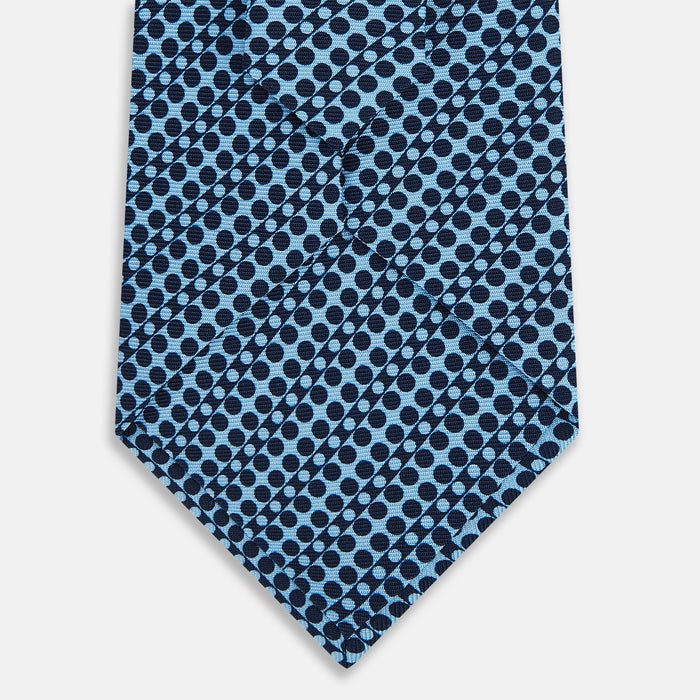 Pale Blue Micro-Dot Bar Printed Silk Tie Image 2