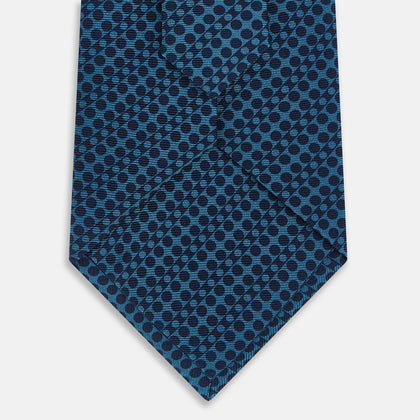 Blue Micro-Dot Bar Printed Silk Tie Image 2