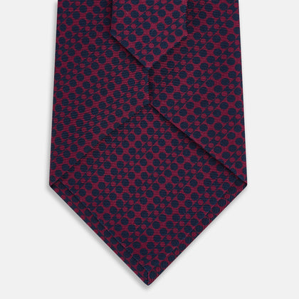 Burgundy Micro-Dot Bar Printed Silk Tie Image 2