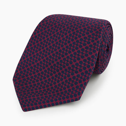 Burgundy Micro-Dot Bar Printed Silk Tie Image 4
