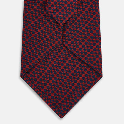 Red Micro-Dot Bar Printed Silk Tie Image 2